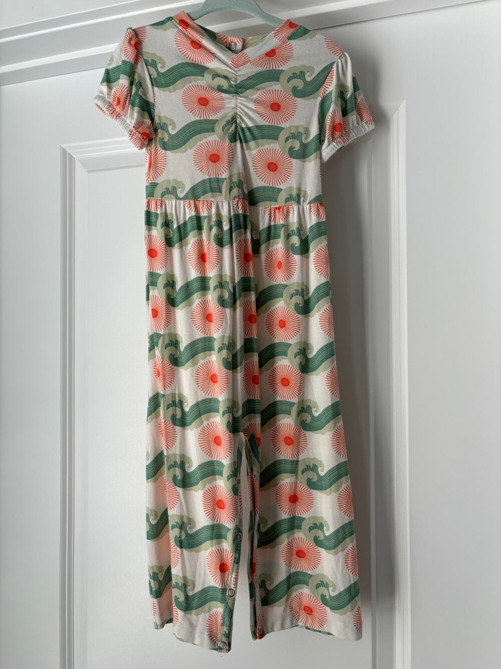 Kate Quinn Suns and Waves EUC Jumpsuit Size 18-24 Months Bamboo Green Orange